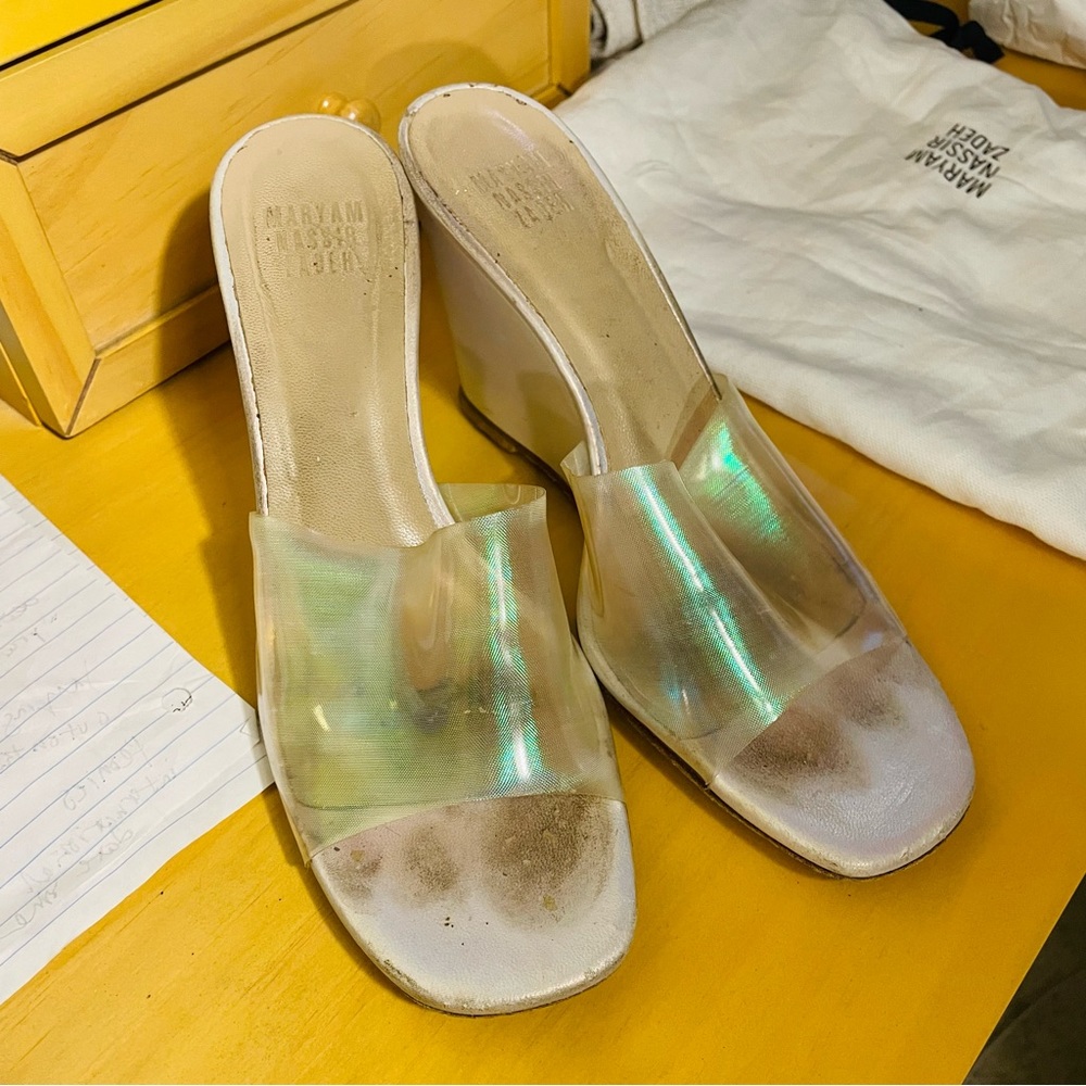 Maryam Nassir Zadeh PVC iridescent paradise wedge 37.5 with dust bag